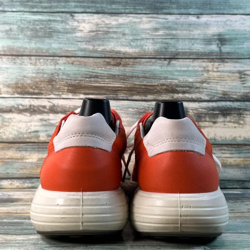 Ecco Soft 7 Runner Sneaker Womens 7 Orange Leather Athletic Shoes Wedge Lace Up - Picture 6 of 11